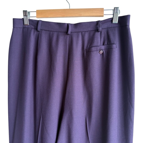 Y2K Rena Rowan 100% Woolmark Wool Purple Pants High Waist Wide Leg Womens Sz 14 - Picture 6 of 10